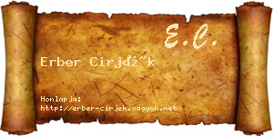 Erber Cirjék névjegykártya
